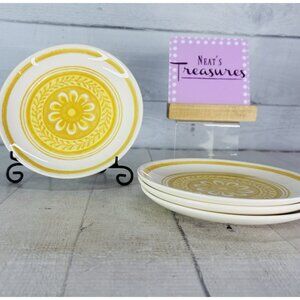 1950s Royal China Cavalier CASABLANCA Yellow Floral Ironstone Bread Plate Set 4